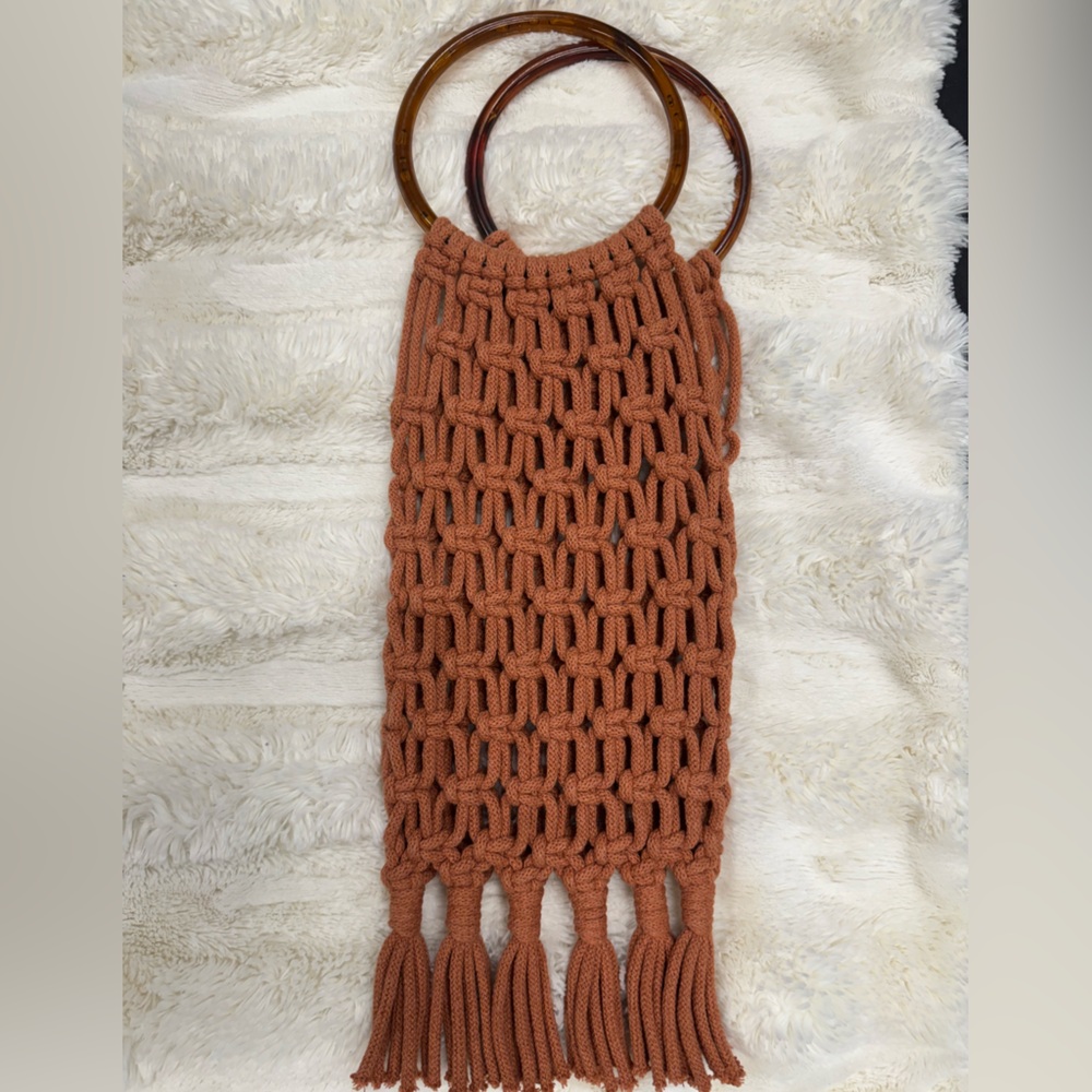 Handmade Macrame Bag with Acrylic Handles